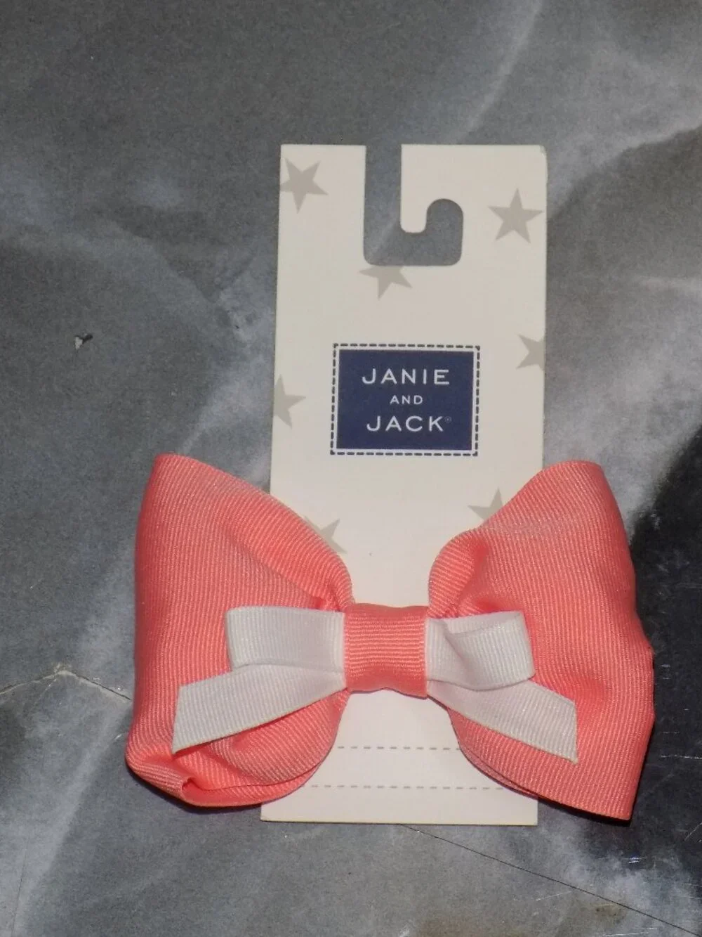 Janie and Jack Peach W/White Bow Barrette Hair Clip Girl's NEW